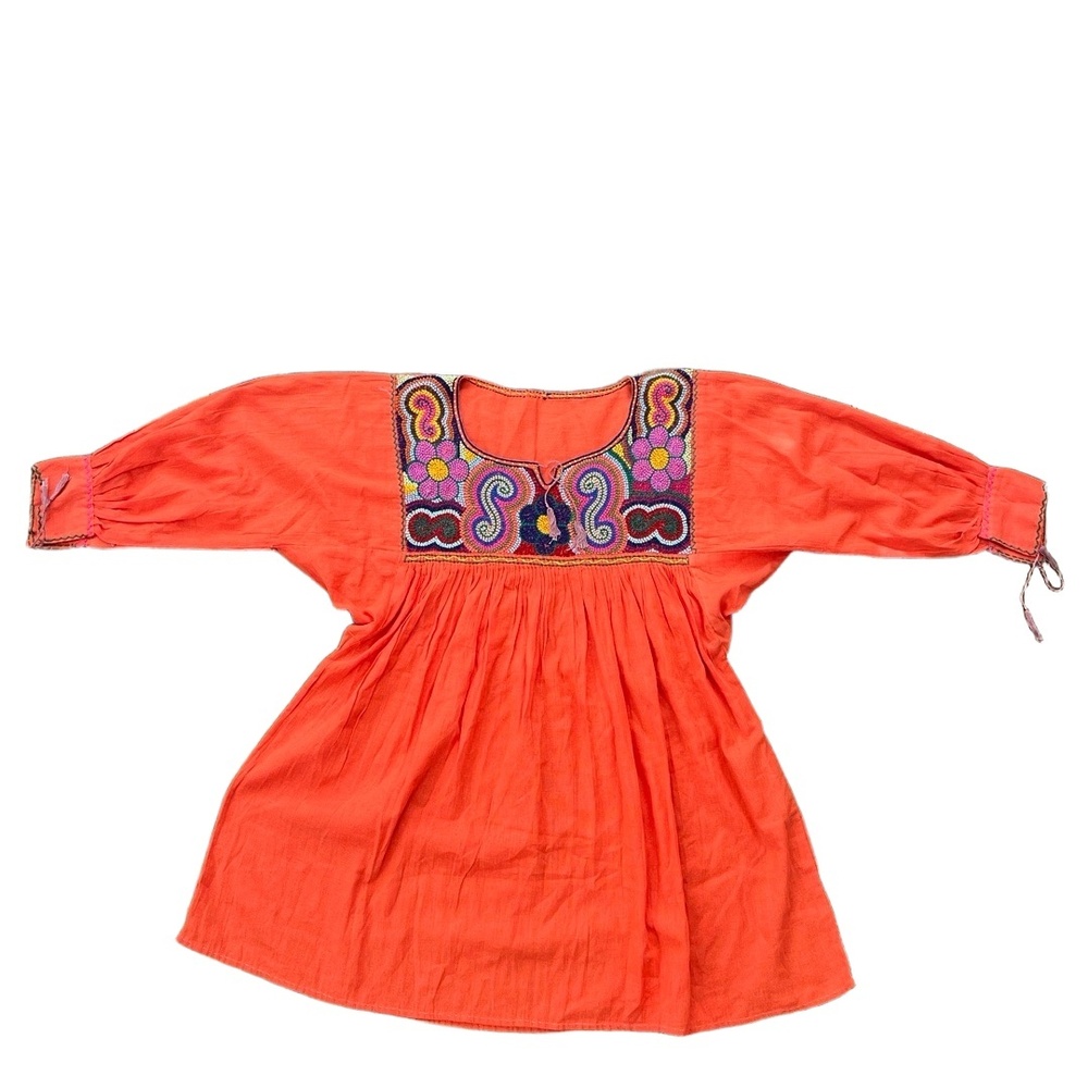 Womens‎ Top Orange Handmade Babydoll Multicolor Embroidery Bohemian Suzani Boho